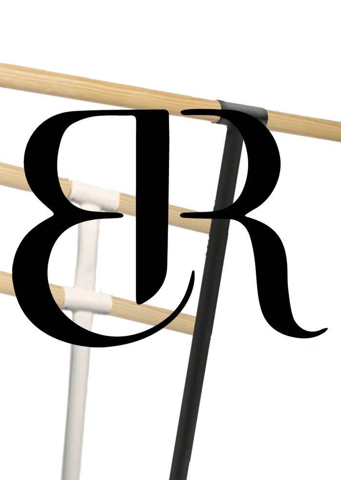 Barra de ballet doble – Blanco y negro mate con madera natural Barra de ballet doble en blanco y negro mate con madera natural